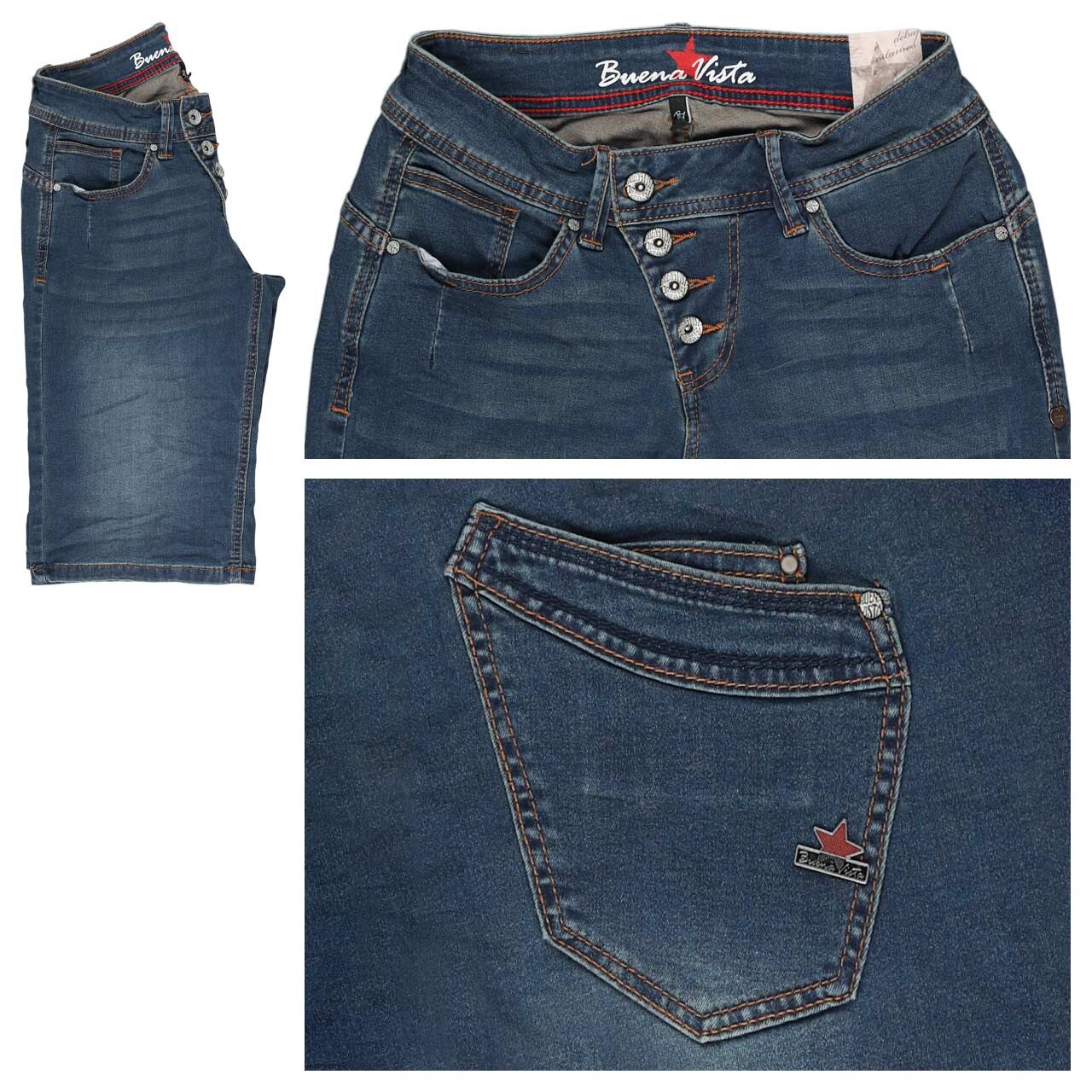 Buena Vista Malibu-Short Cozy Denim Jeans dark stone