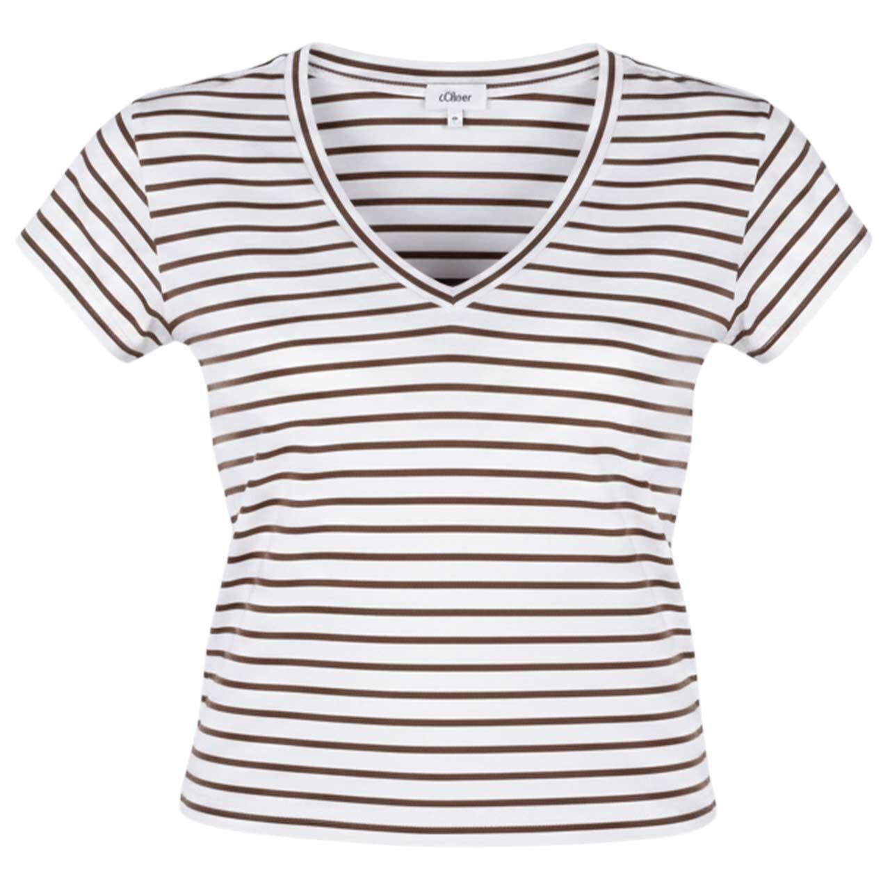 s.Oliver Damen T-Shirt teak brown striped