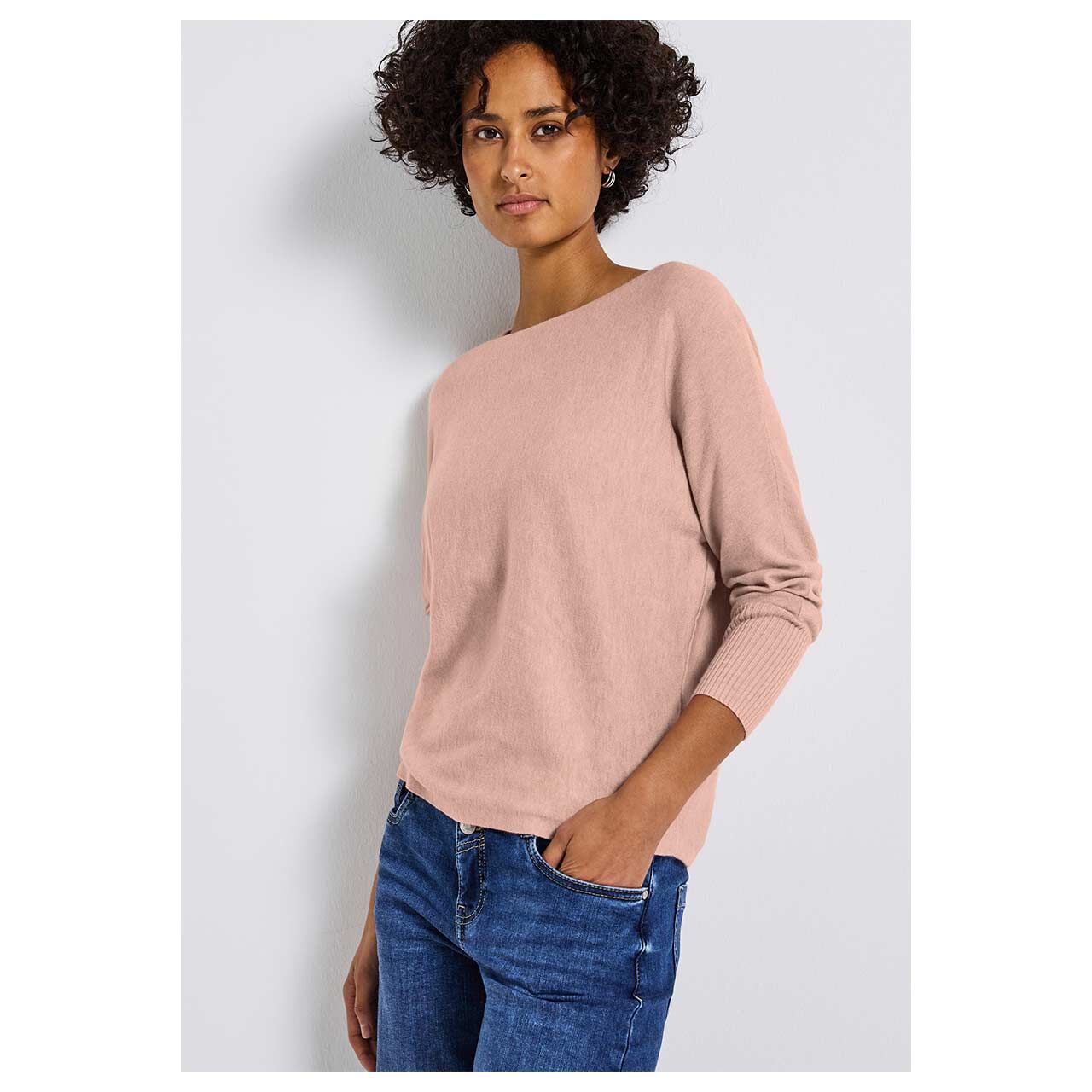 Damen Pullover U-Boat Dolman von Street One in Altrosa meliert, Vorderansicht am Model