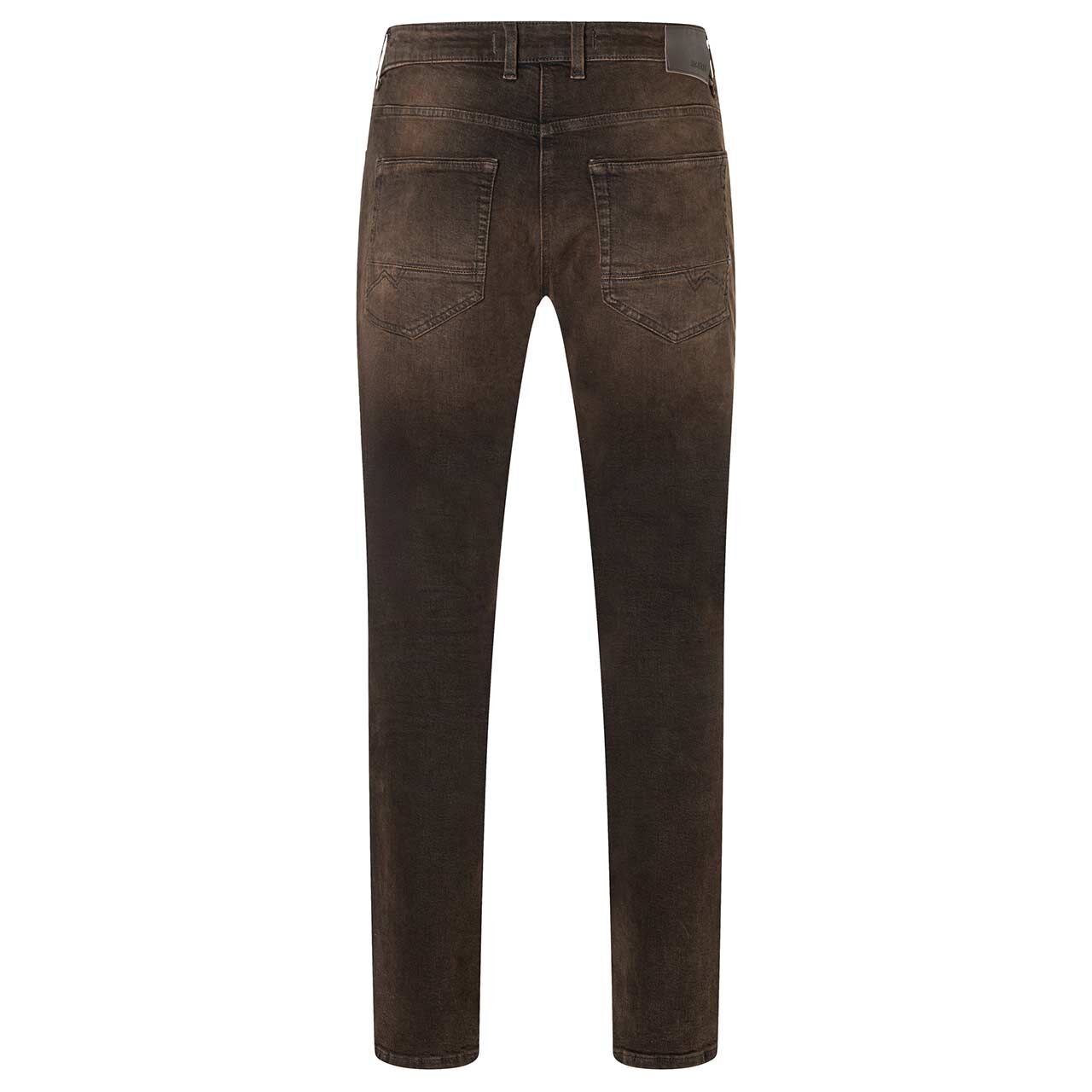 Stretch Herrenjeans Arne Pipe Driver von MAC in Dunkelbraun verwaschen, Rückansicht