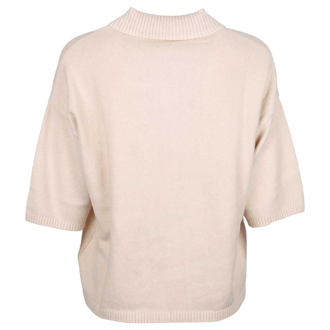 Damen Kurzarm Strickjacke Polo Cardigan von Street One Studio in Hellbeige, Rückansicht