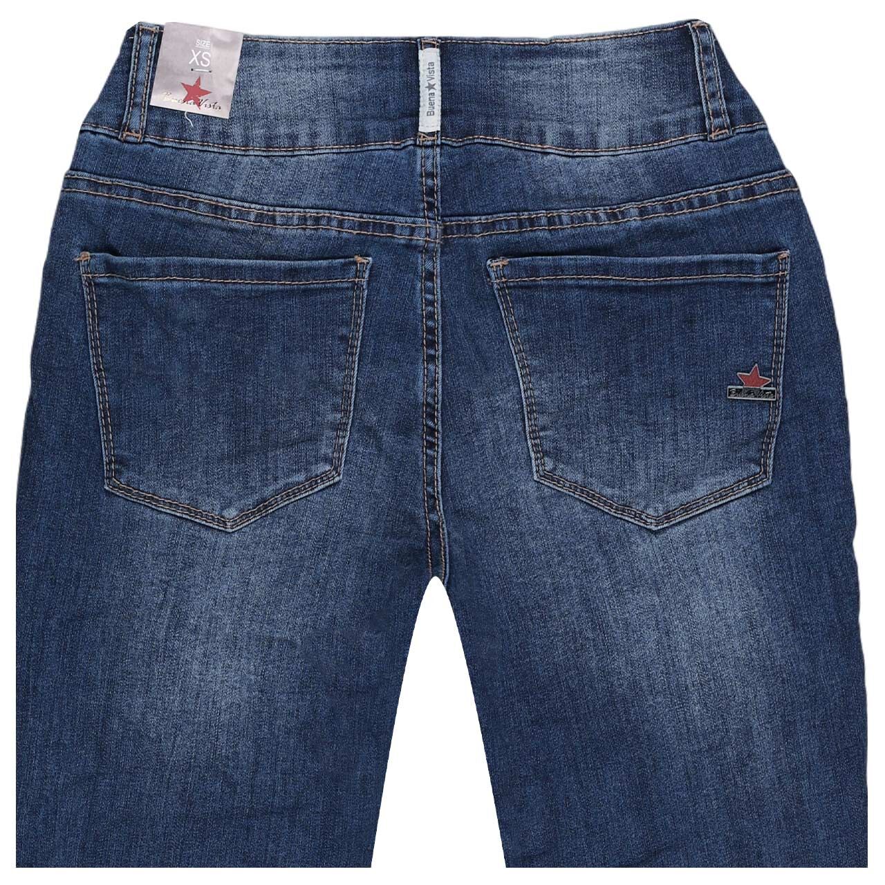 Stretch Denim Jeans Tummyless von Buena Vista in Blau angewaschen mit Destroyed-Effekten, detaillierte Rückansicht