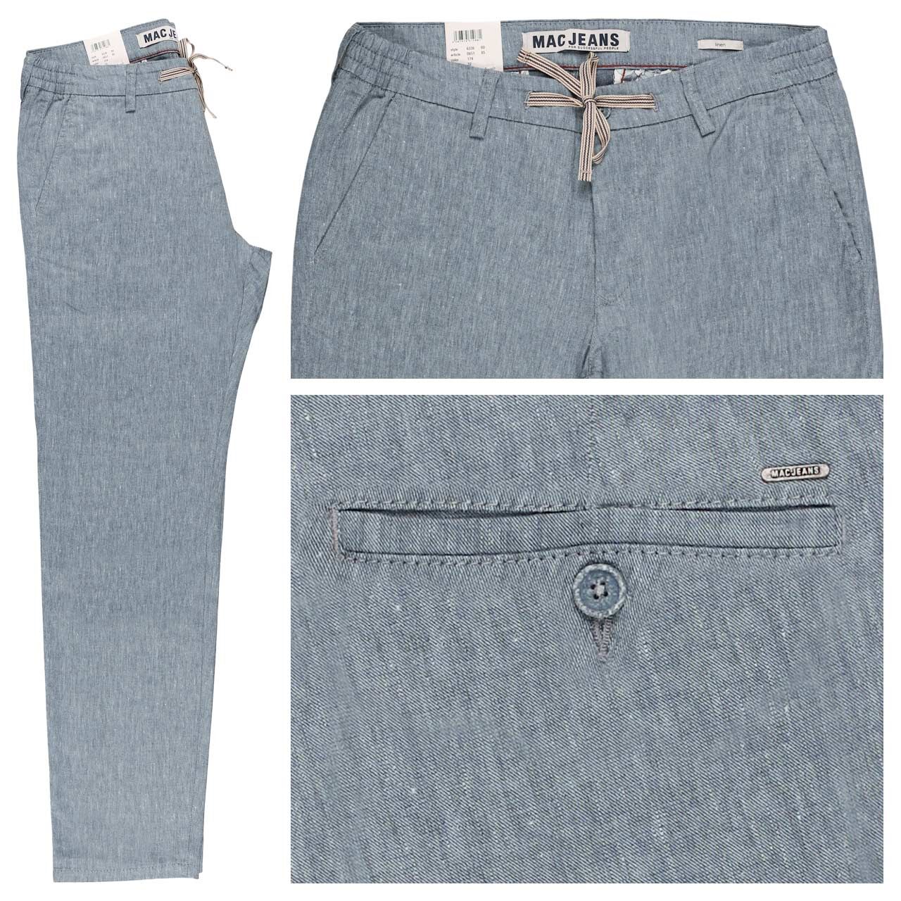 MAC Lennox Sport Chino Leinenhose capri blue