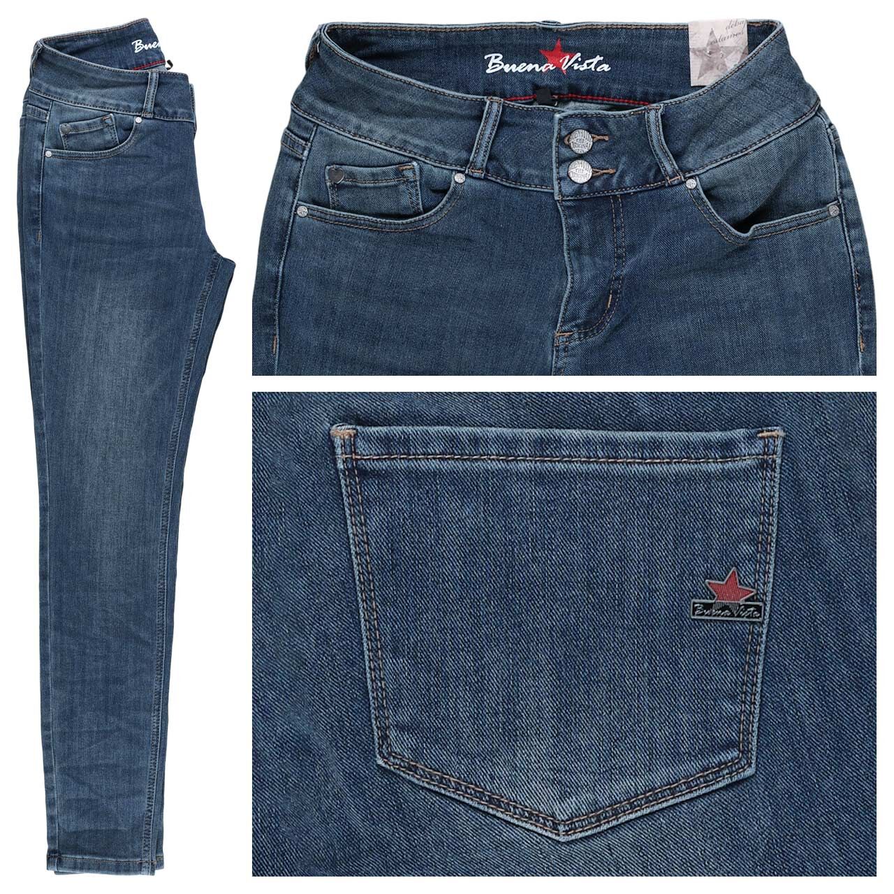 Buena Vista Tummyless Cropped Stretch Denim Ankle Jeans solid denim