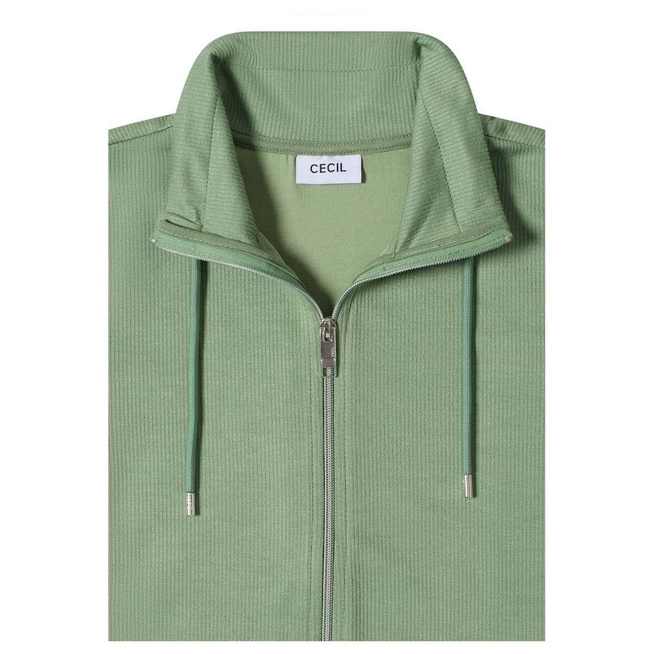 Cecil Damen T-Shirt Jacke Vertical Structure deep matcha green
