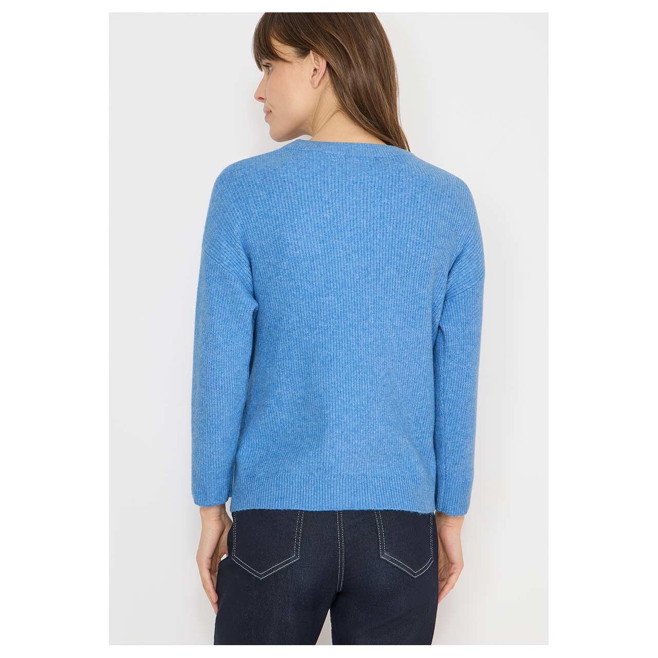 Damen Strickjacke Short Cardigan von Cecil in Blau meliert, Rückansicht am Model