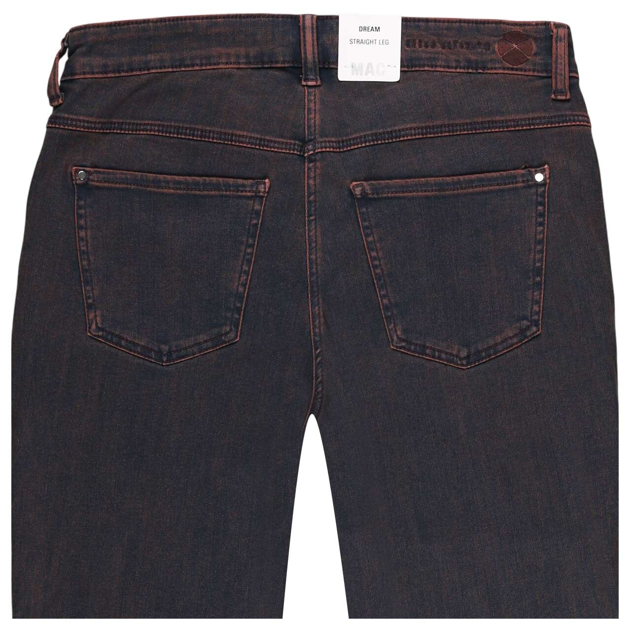 Damenjeans Dream von MAC in Dunkelblau-Rot angewaschen, detaillierte Rückansicht