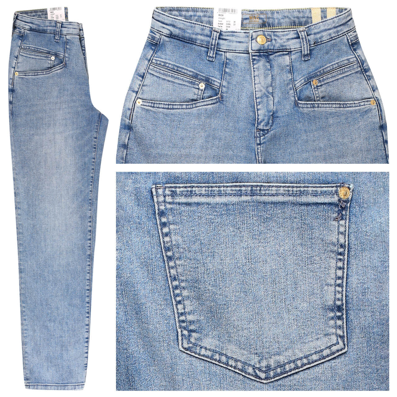 MAC Jeans Rich Straight für Damen in Hellblau verwaschen, FarbNr.: D435