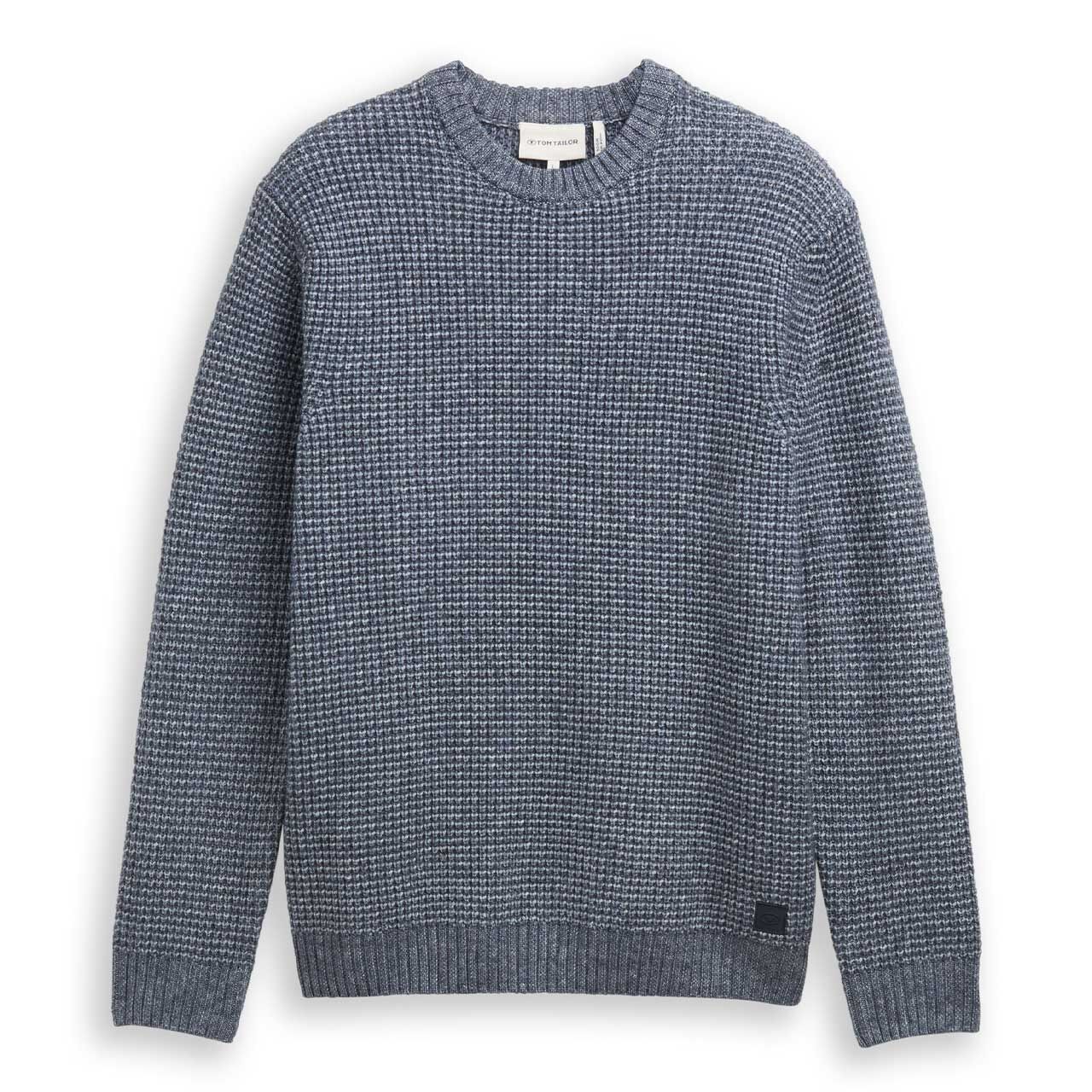 Tom Tailor Herren Pullover Cosy Crew Neck navy melange white core