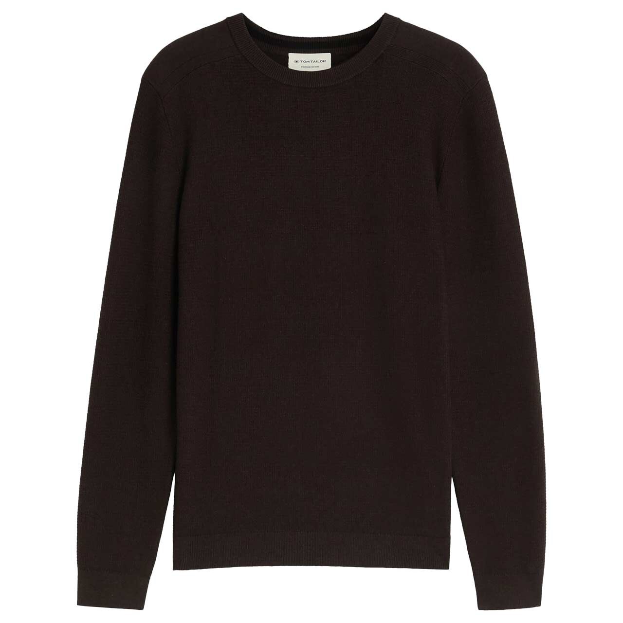 Tom Tailor Herren Pullover Structured Crew Neck Knit brown black mouline