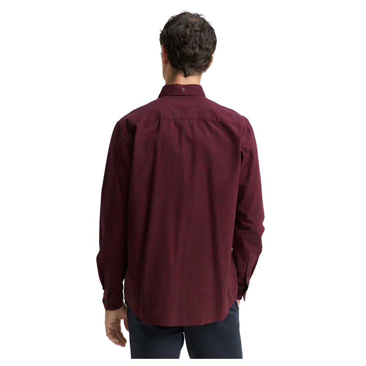 Herren Hemd von Tom Tailor in Rot kariert, Rückansicht am Model