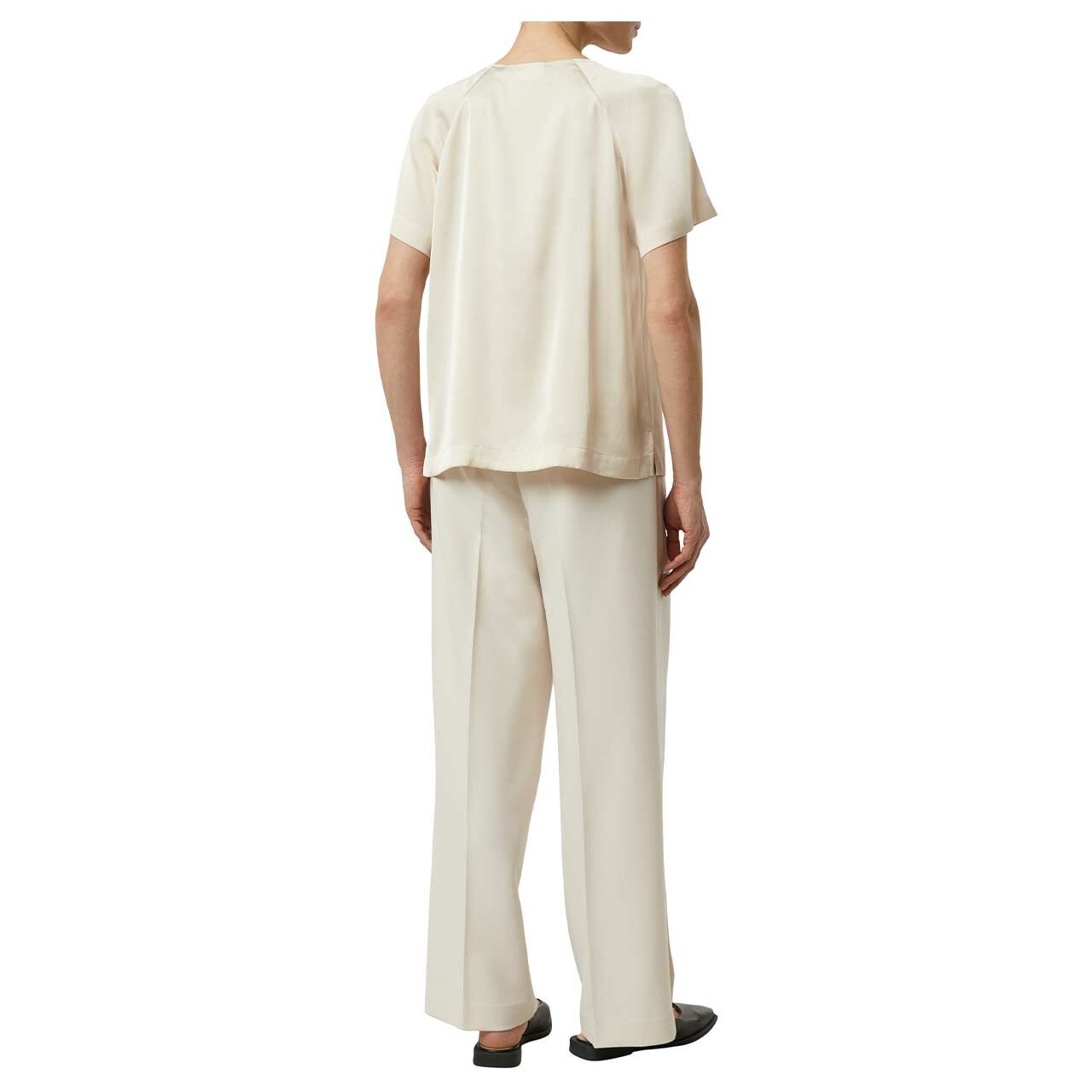 Damen Kurzarm Bluse von Comma in Beige, Rückansicht am Model