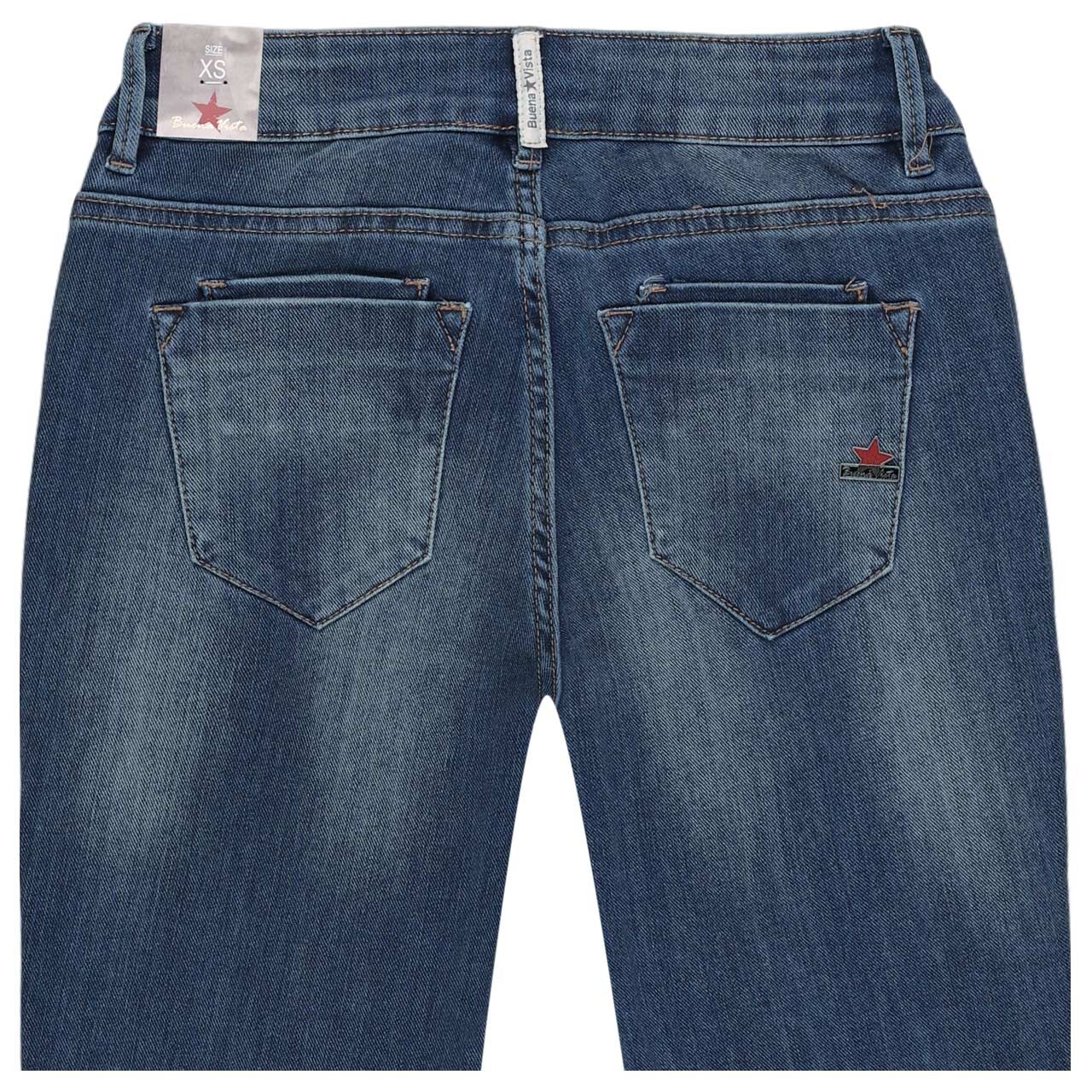 Damenjeans Italy K Bootcut Stretch Denim von Buena Vista in Blau angewaschen, detaillierte Rückansicht