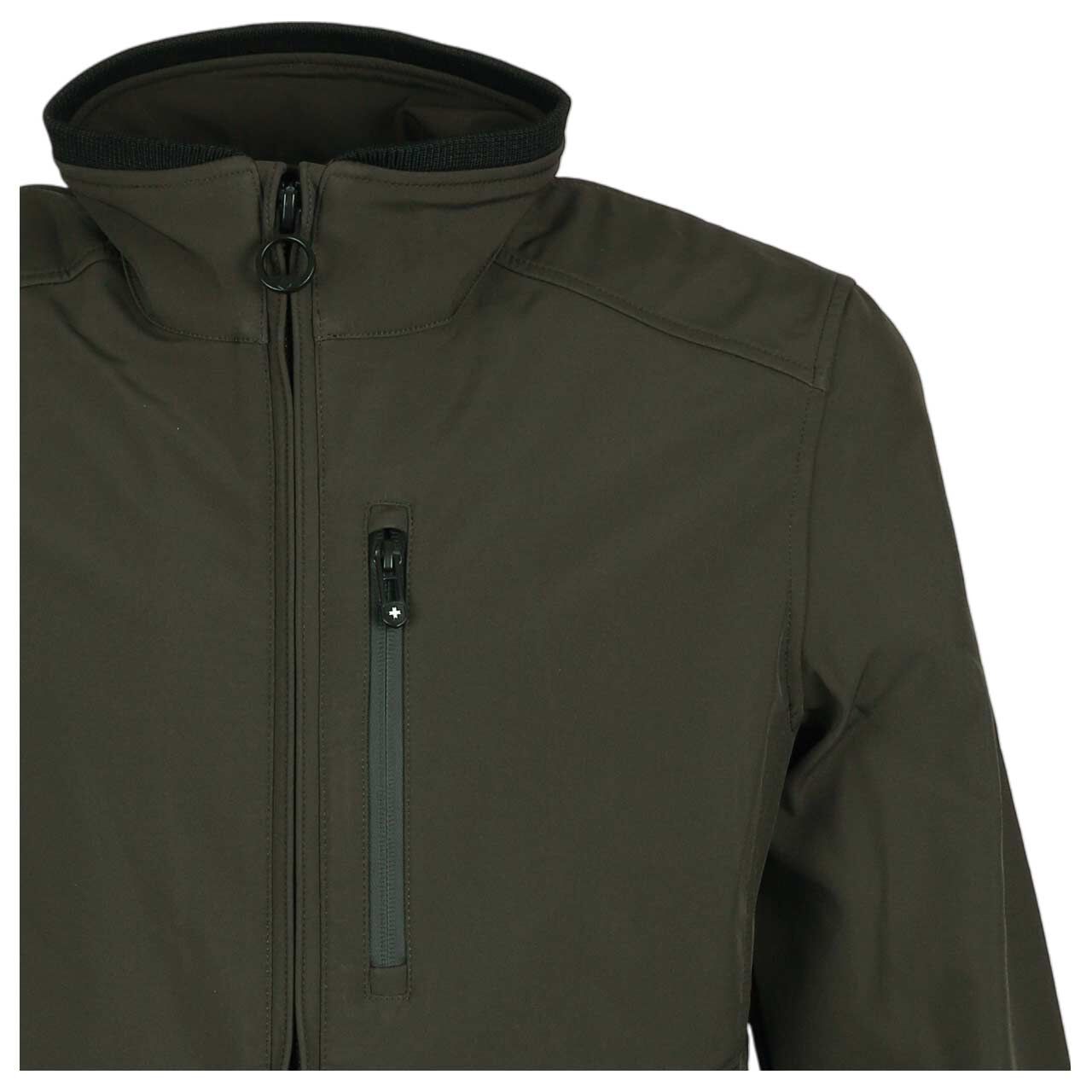 Herren Softshell Jacke Alpinus von Wellensteyn in Dunkelgrün, Detailansicht vorne