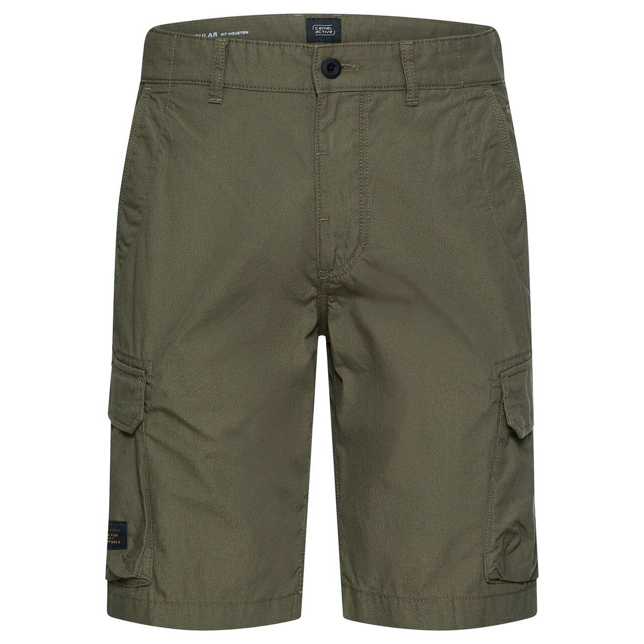 Herren Cargo Chino Baumwoll Bermuda Houston von Camel active in Olivgrün mit Print, weitere Vorderansicht