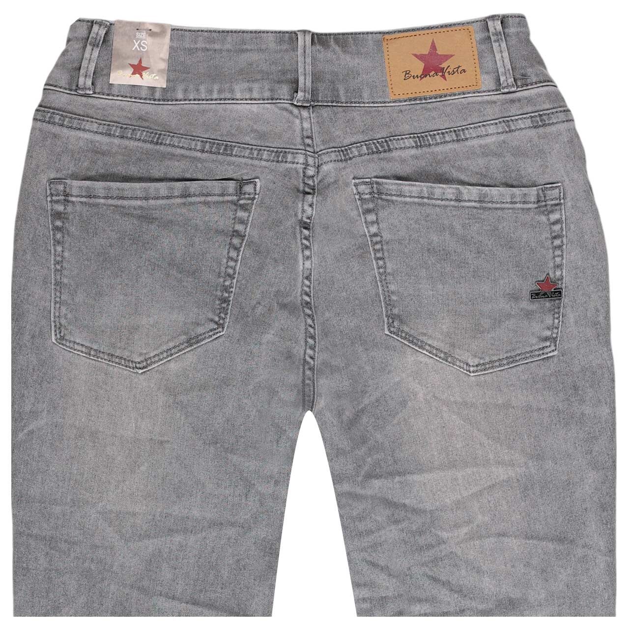 Damen Ankle Jeans Tummyless Cropped Stretch Denim von Buena Vista in Grau angewaschen, detaillierte Rückansicht