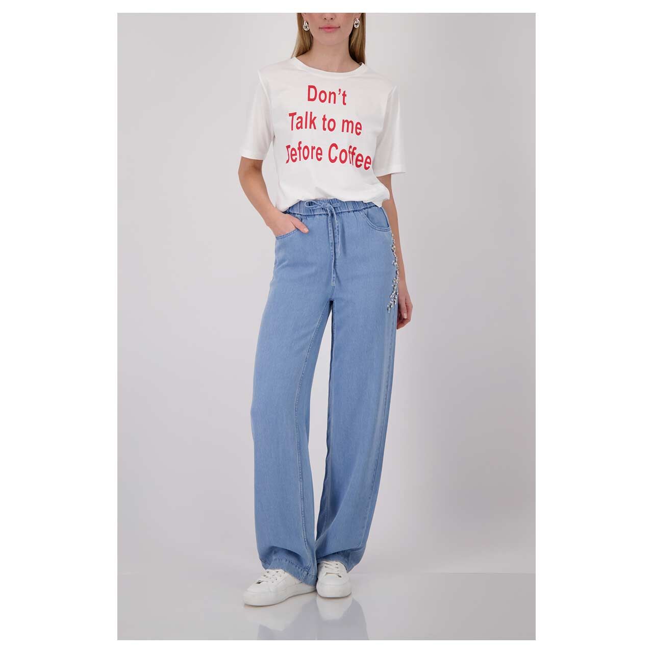Damen T-Shirt von Monari in Weiß mit Print, Ganzkörperansicht