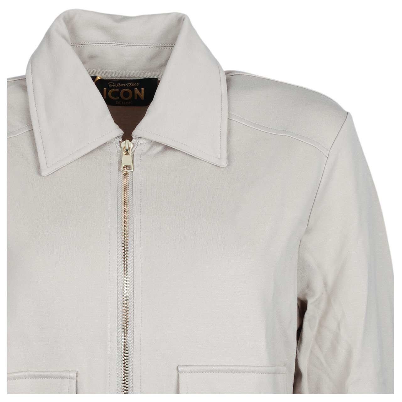 Damen Jacke von Senoritas ICON in Grau-Beige, detaillierte Vorderansicht