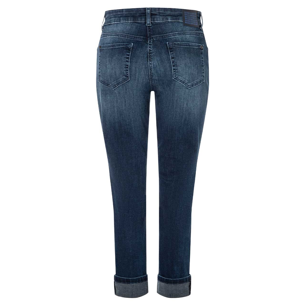 Stretch Damen Cropped Ankle Jeans Sue von MAC in Dunkelblau angewaschen, Rückansicht