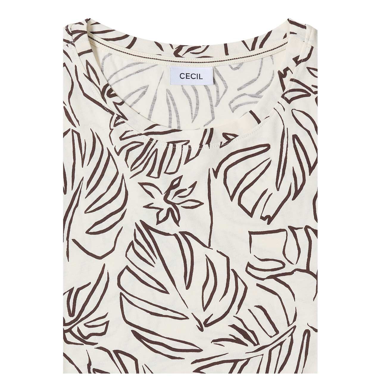 Cecil Damen T-Shirt Outline Basic light alabaster white