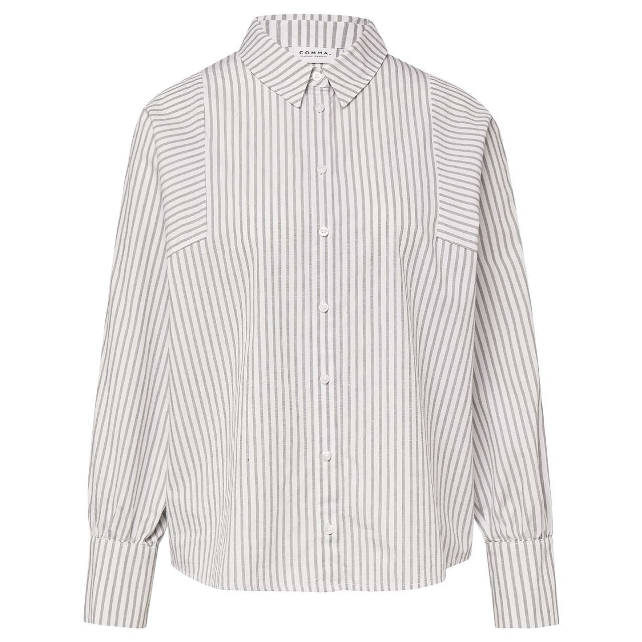 Comma Damen Langarm Bluse grey white stripes