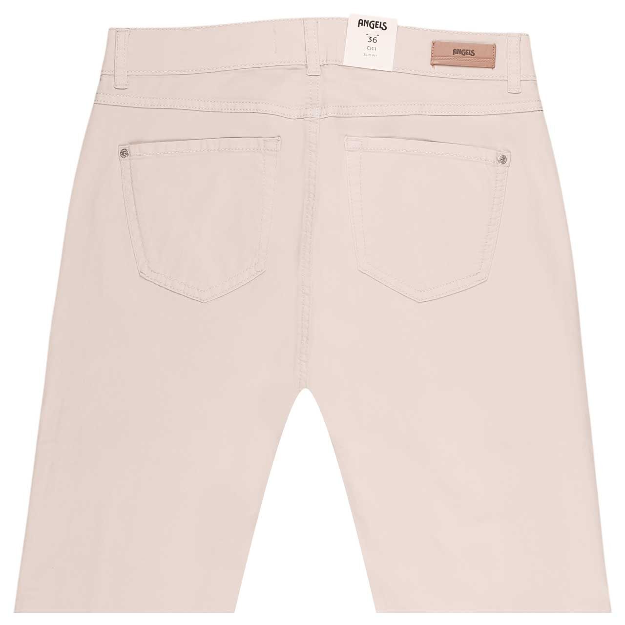 Stretch Damen Baumwollhose Dolly 3.0 von Angels in Hellbeige, detaillierte Rückansicht