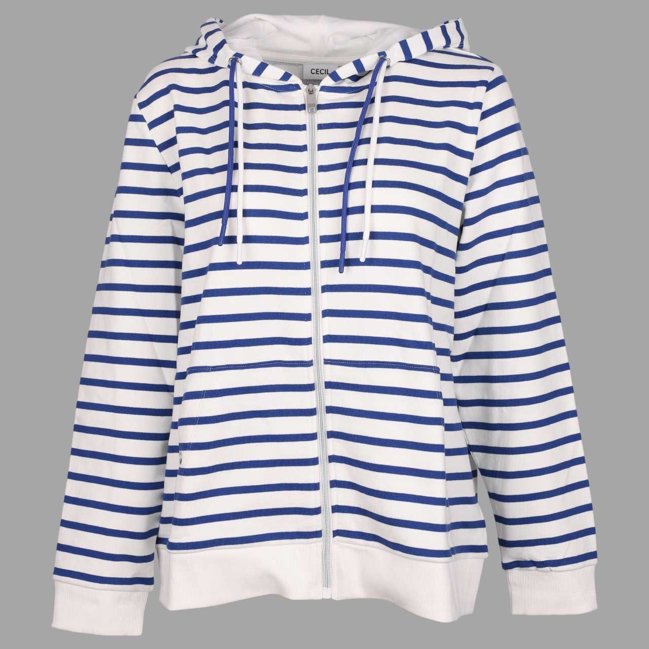 Cecil Damen Hoodie Shirtjacke Striped deep river blue