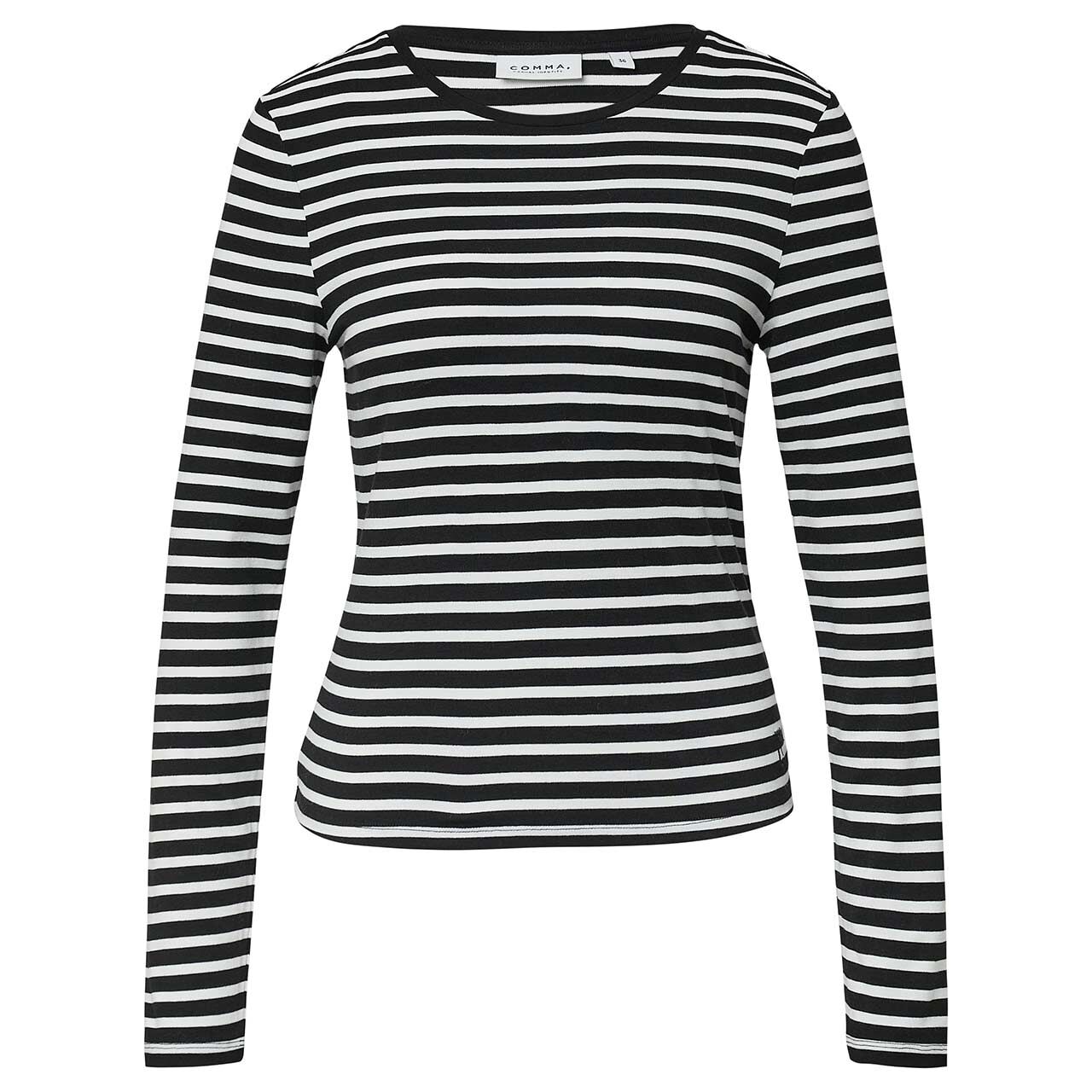 Comma Damen Langarm Shirt black white stripes 