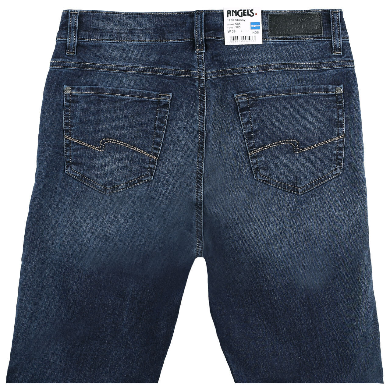angels-jeans-skinny-darkused-305-hinten Damenjeans Skinny Sweat von Angels in Dunkelblau verwaschen, detaillierte Rückansicht