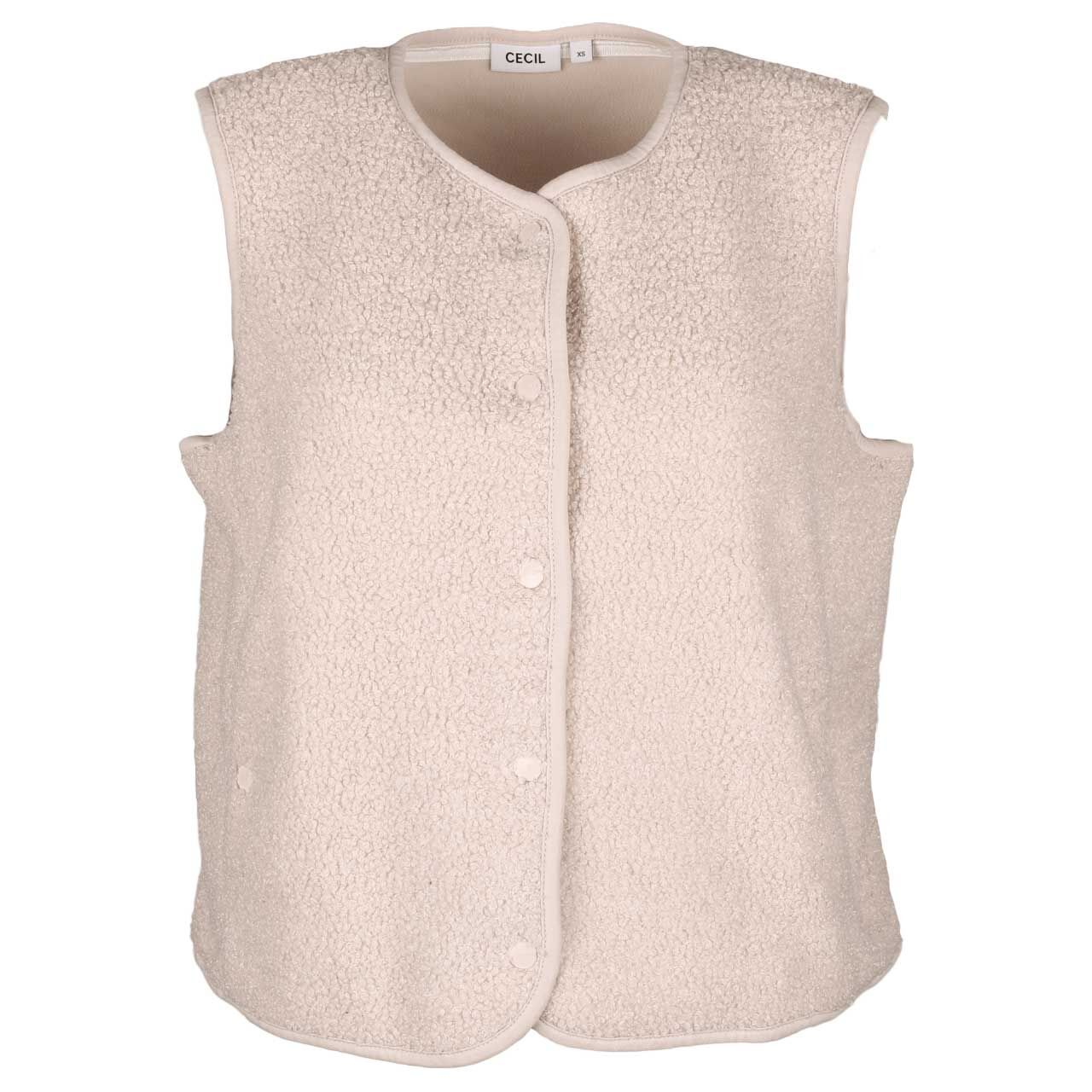 Cecil Damen Weste Curly Fake Wool Vest vanilla white