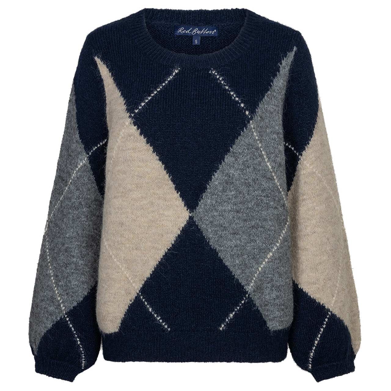 Red Button Damen Pullover Argyle Sweater indigo