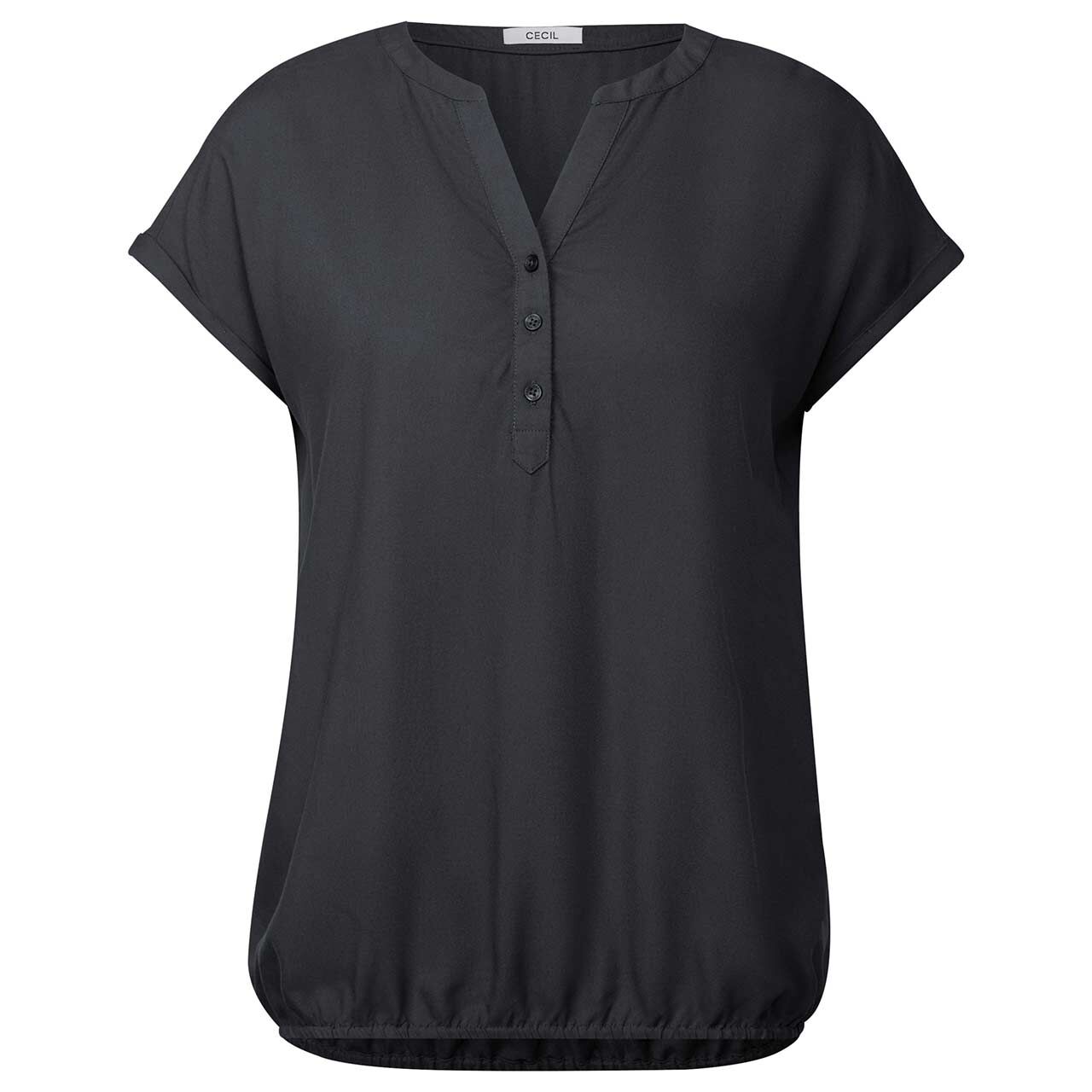Cecil Damen Kurzarm Bluse Solid volcanic grey