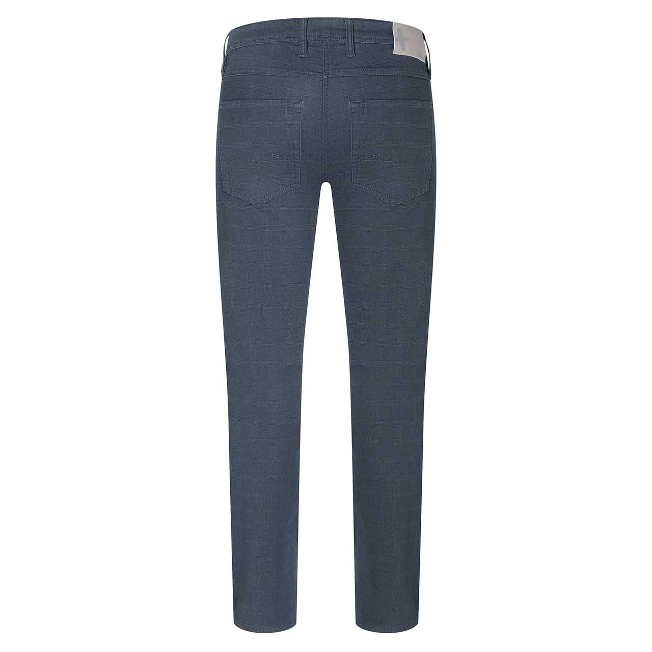 Herren Baumwollhose Jogn Jeans von MAC in Dunkelblau kariert, seitliche Vorderansicht am Model