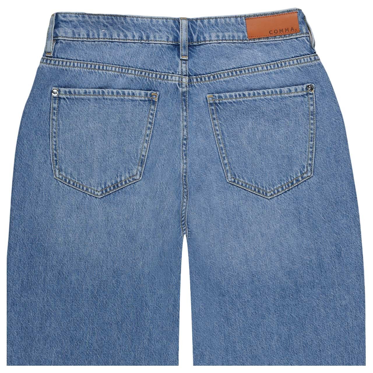 Stretch Damen 7/8 Jeans Liv Barrel von Comma in Blau angewaschen, detaillierte Rückansicht