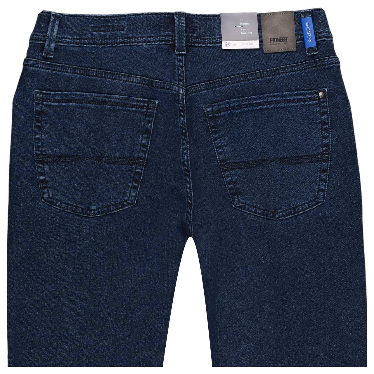 Herren Jeans Rando Megaflex von Pioneer in Dunkelblau, detaillierte Rückansicht