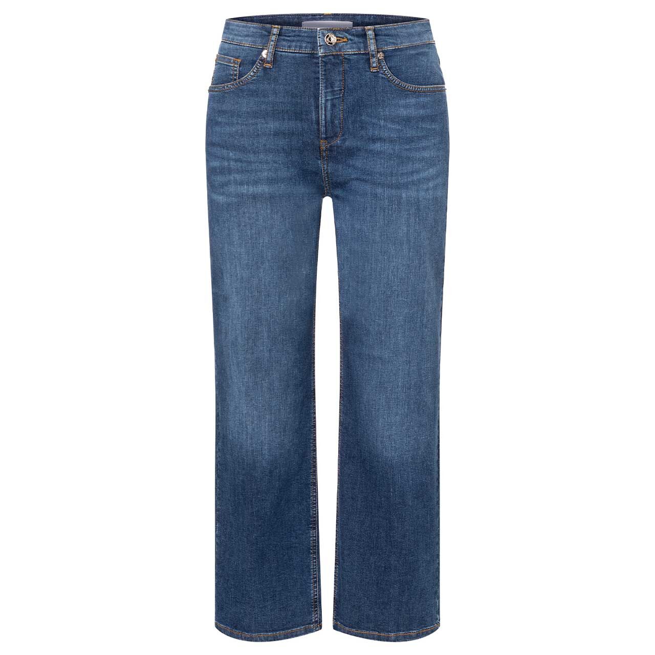 Stretch Damen 7/8 Jeans Culotte von MAC in Blau angewaschen, Vorderansicht