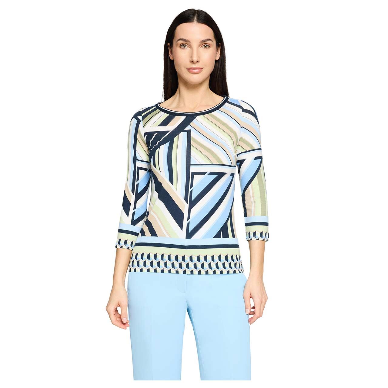 Damen 3/4 Arm Shirt von Betty Barclay in Grün mit Print, Vorderansicht am Model