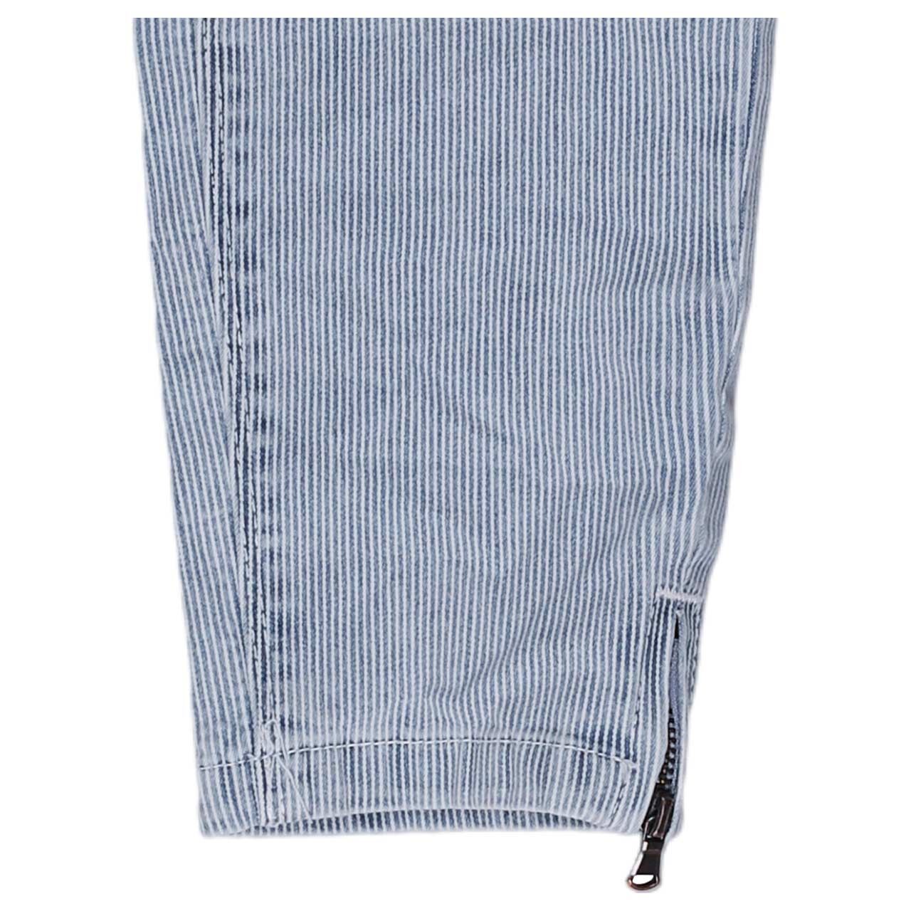 Damenjeans Italy V 7/8 Stretch Denim von Buena Vista in Blau gestreift, Detailansicht Saum