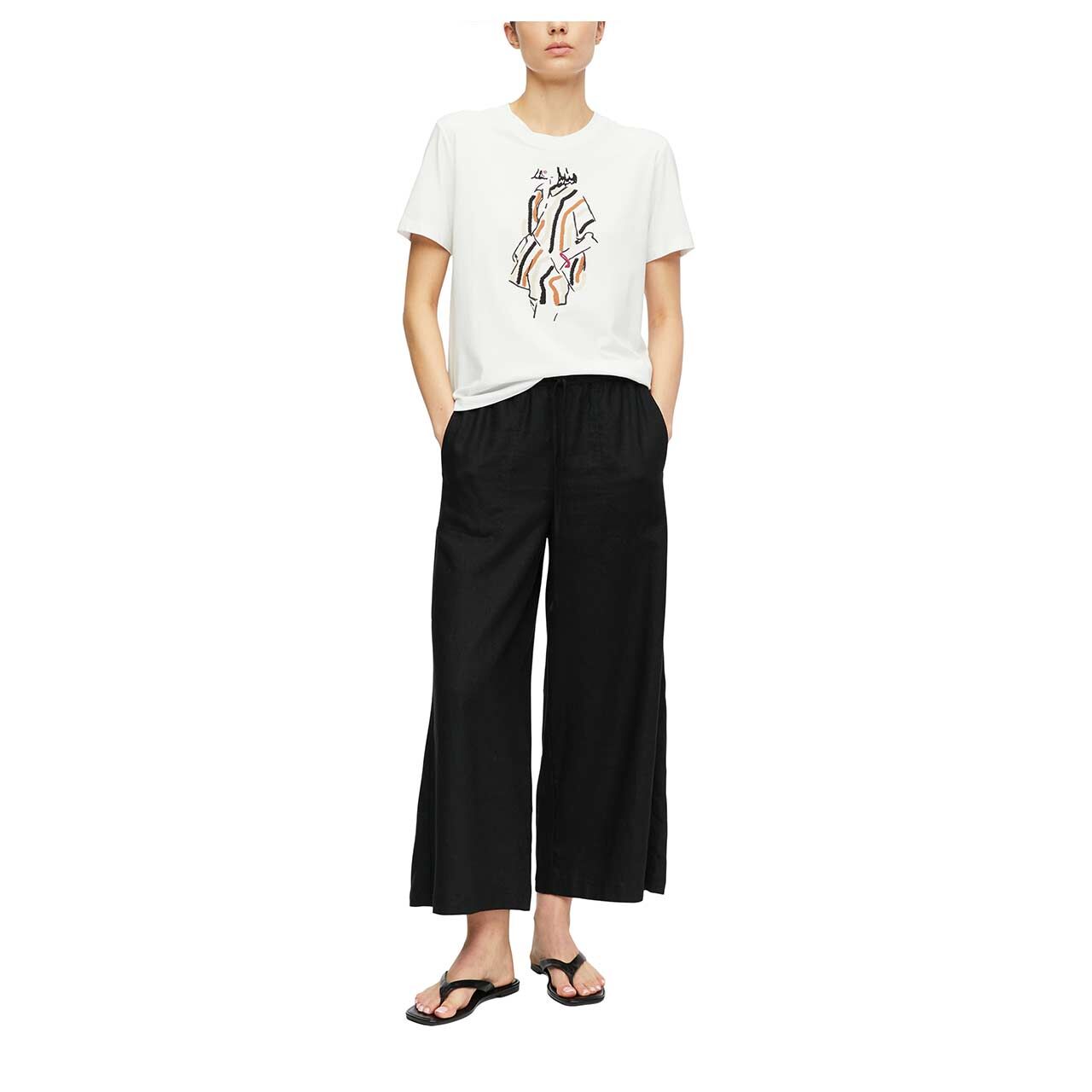 Damen T-Shirt von Comma in Weiß mit Print, Ganzkörperansicht