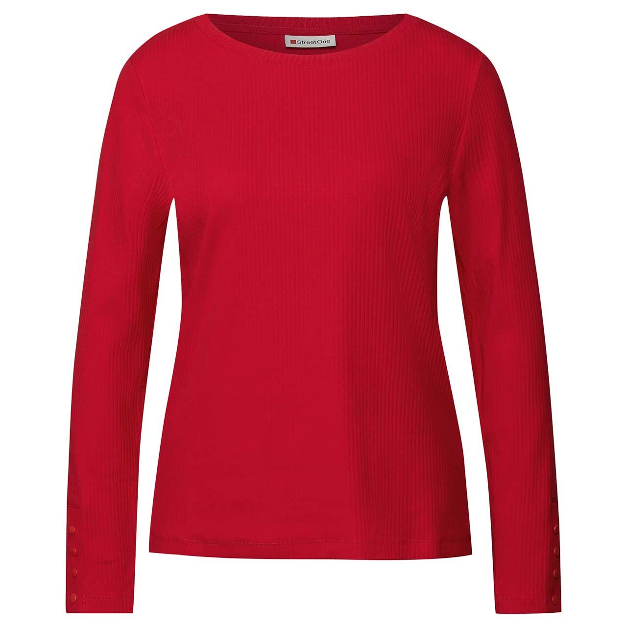 Street One Damen Langarm Shirt Buttons at Cuffs racing red