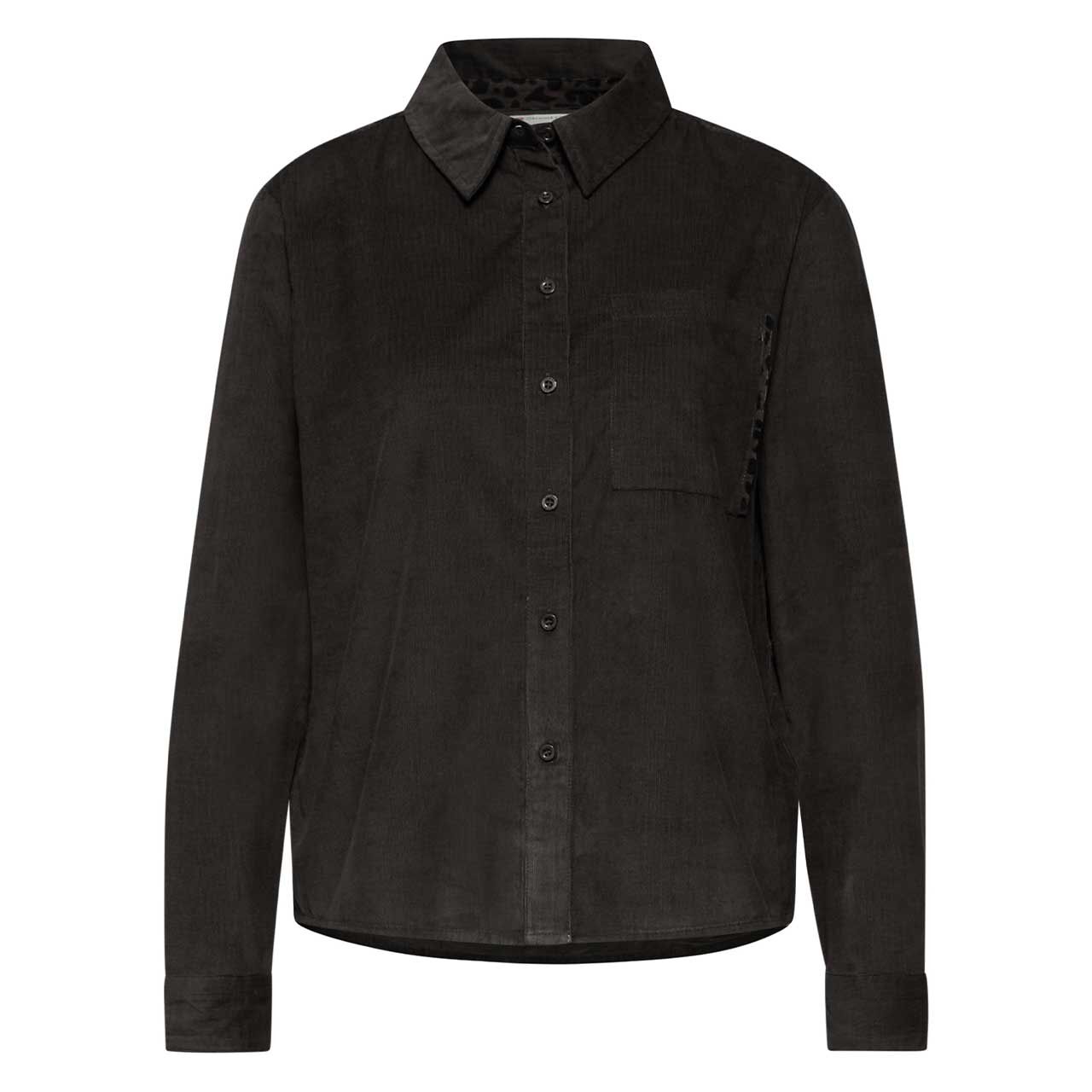 Damen Langarm Cord Bluse Corduroy Blouse von Street One in Dunkelbraun mit Print mit der Farbnummer 17103