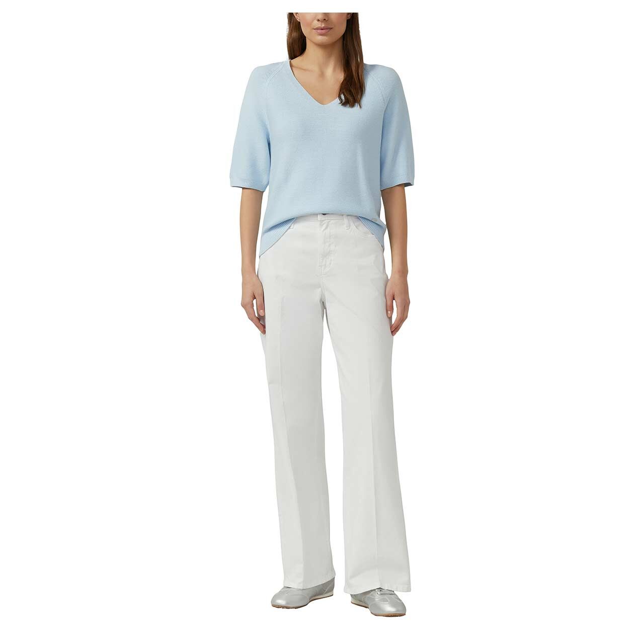 Damen Kurzarm Pullover von s.Oliver in Hellblau, Vorderansicht am Model