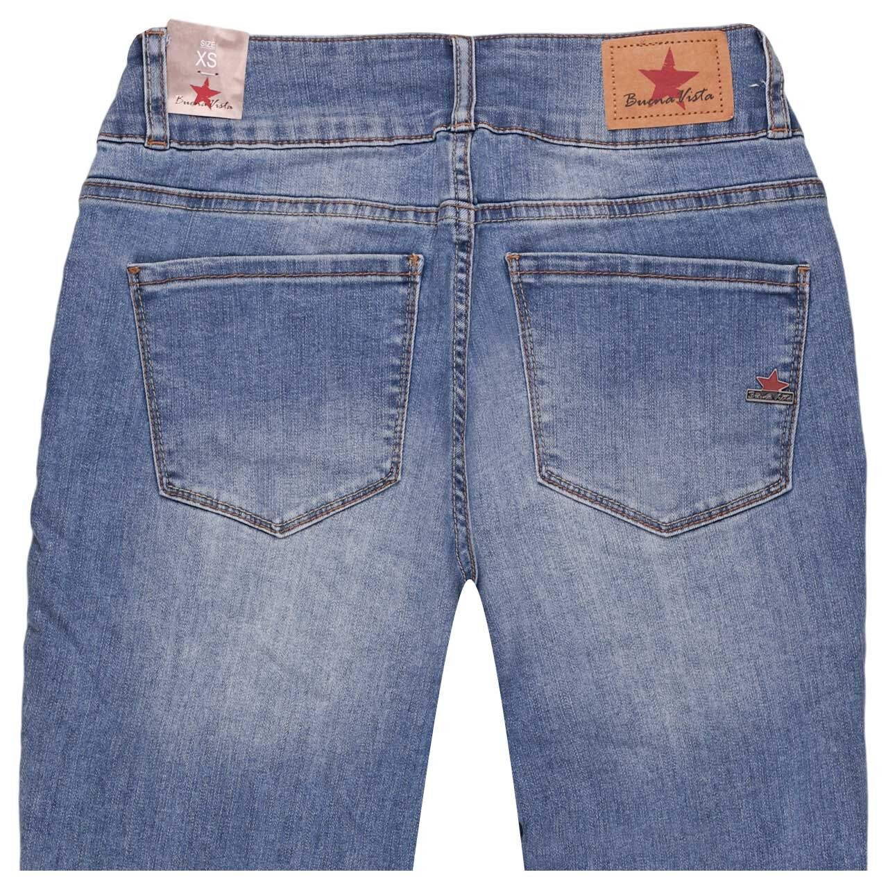 Damenjeans Tummyless Stretch Denim von Buena Vista in Blau angewaschen, detaillierte Rückansicht