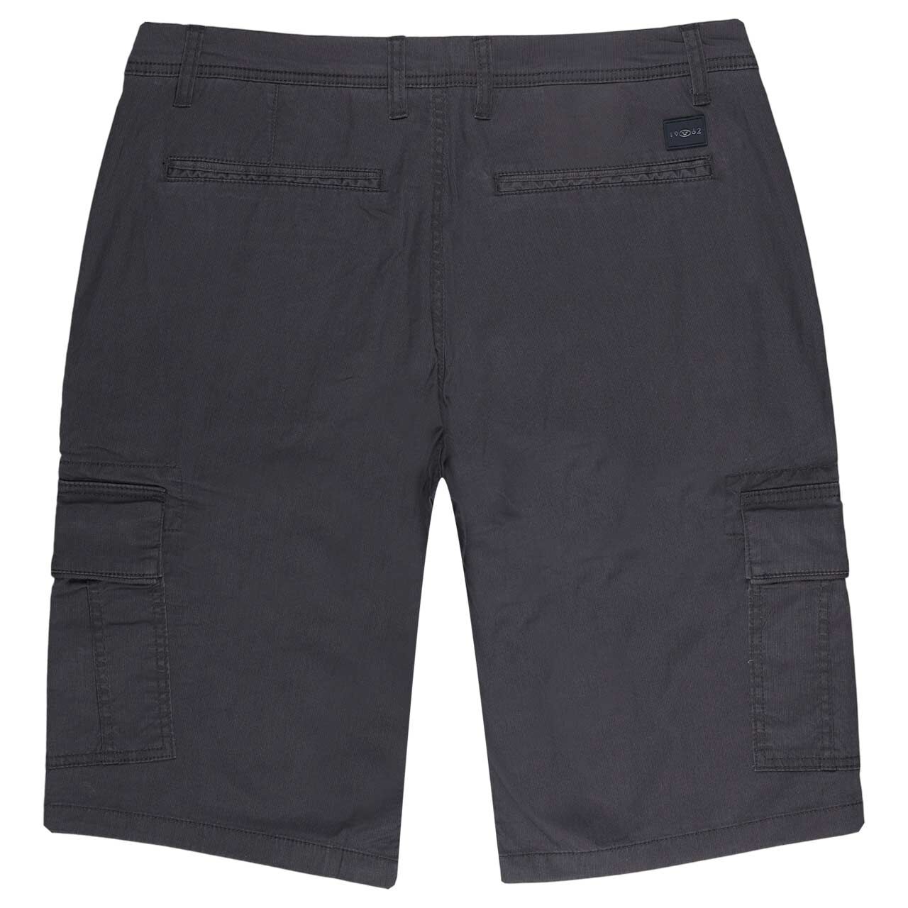 Stretch Herren Cargo Baumwoll Bermuda von Tom Tailor in Grau mit Print, detaillierte Rückansicht