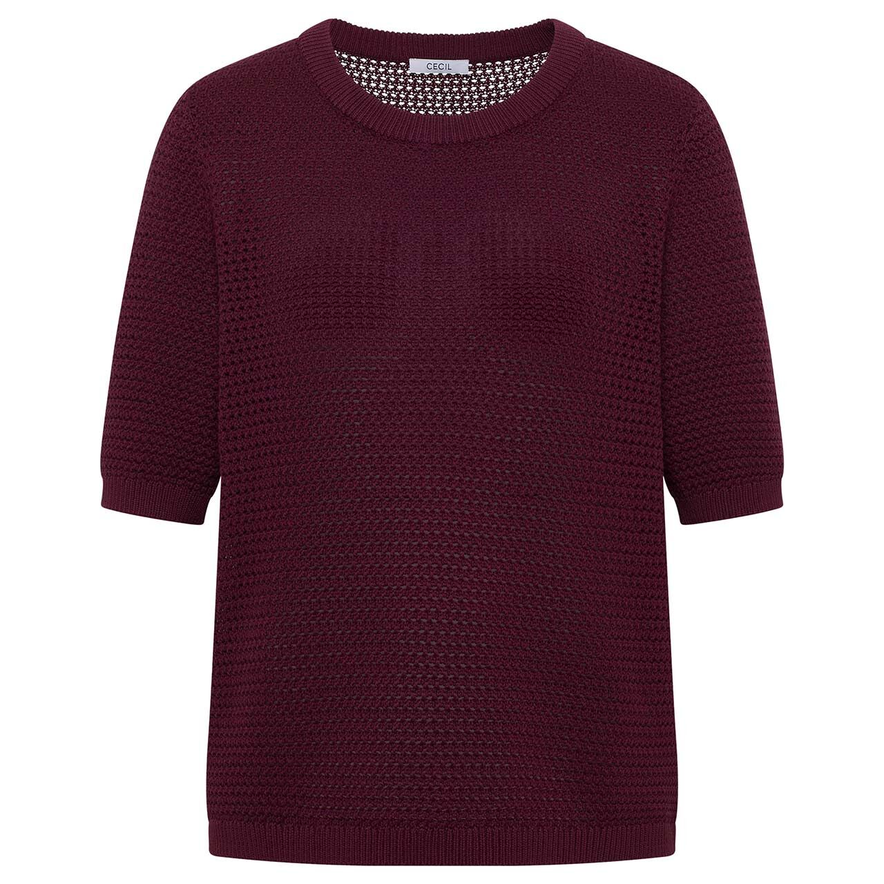 Cecil Damen Kurzarm Pullover Structured Roundneck sweet grape red