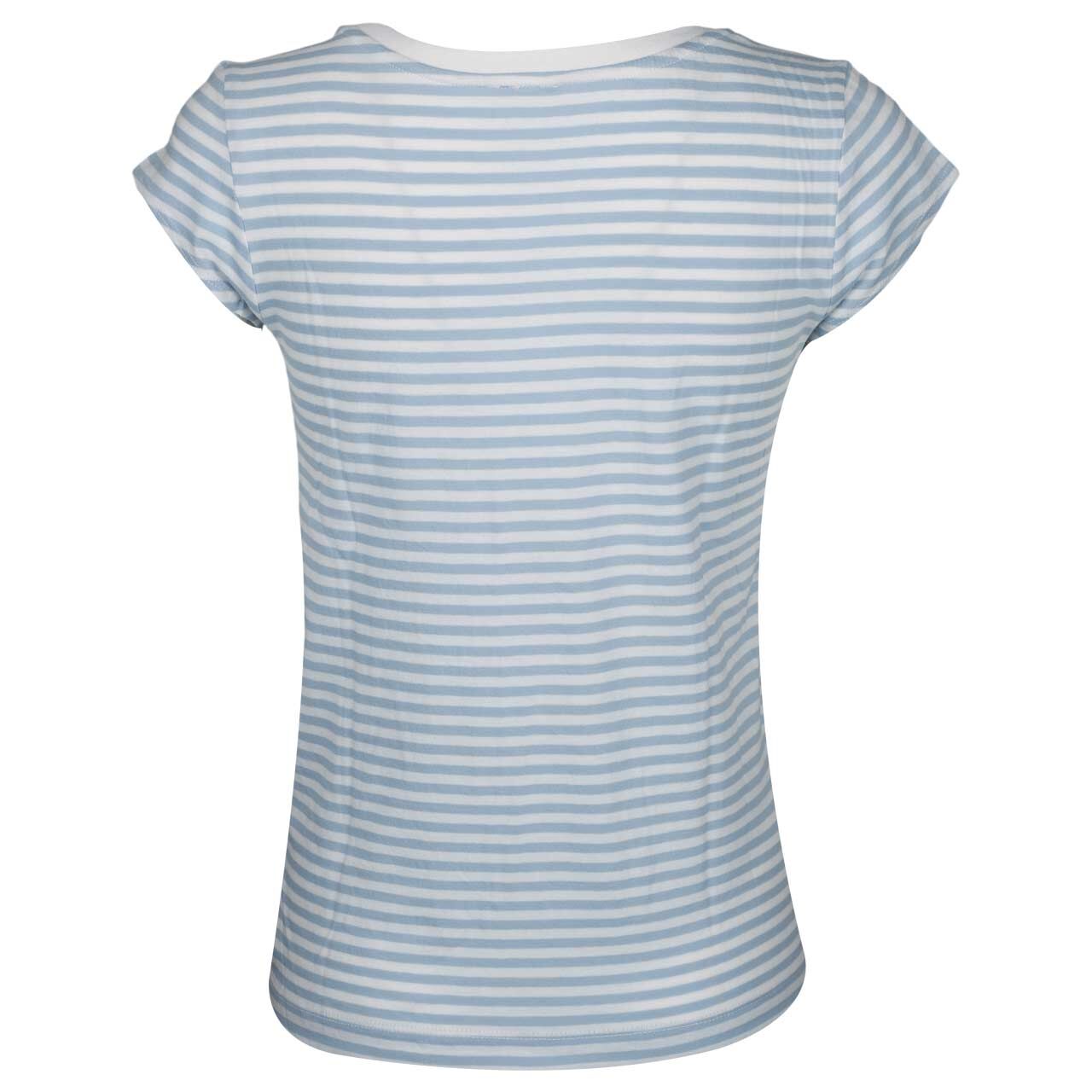 s. Oliver Damen T-Shirt in Hellblau gestreift, Rückansicht