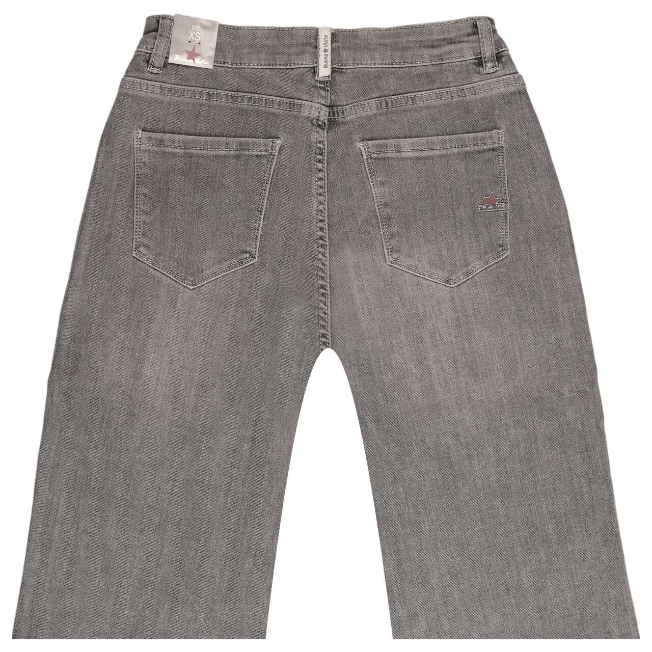 Damenjeans Wide Leg Worker Stretch Denim von Buena Vista in Hellgrau angewaschen, detaillierte Rückansicht