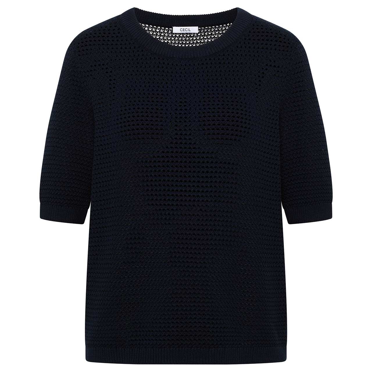 Cecil Damen Kurzarm Pullover Structured Roundneck universal blue