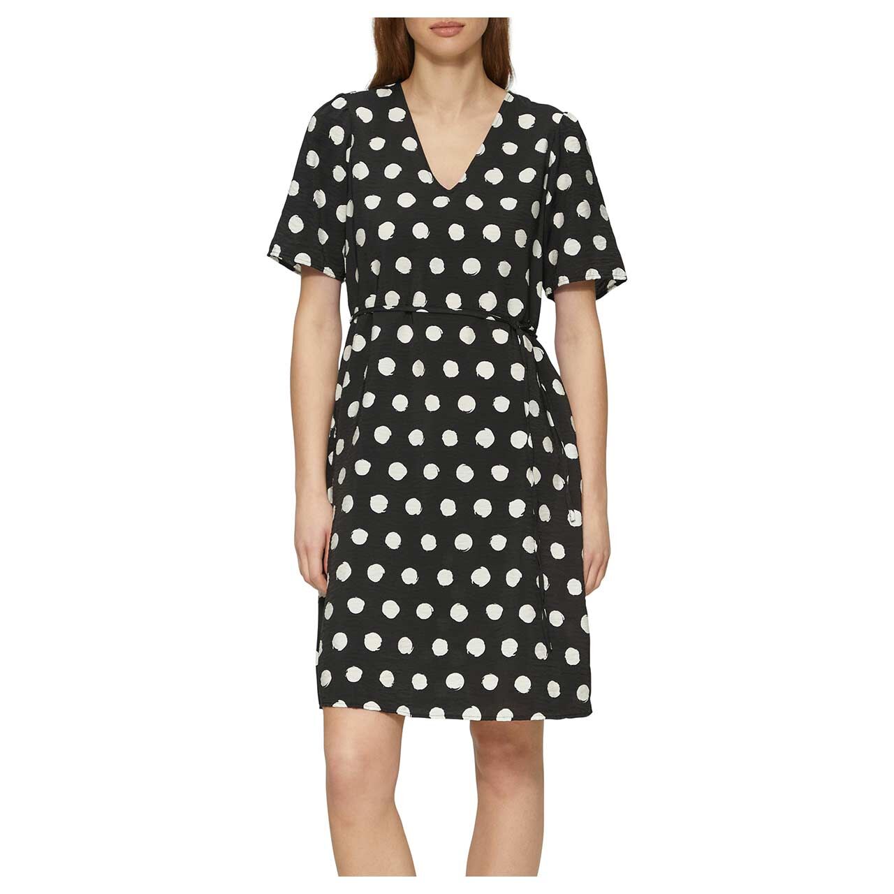 s.Oliver Damen Kurzarm Kleid black white print