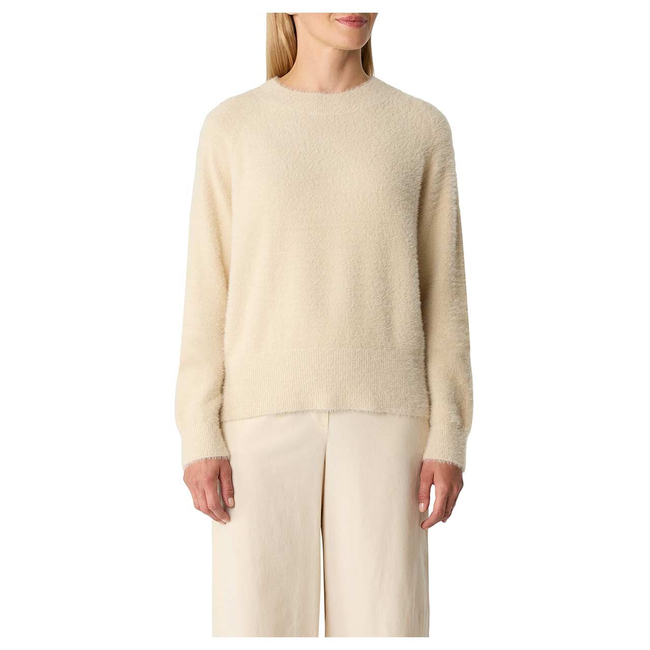 Damen Pullover von Comma in Hellebeige, Vorderansicht am Model